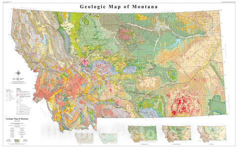 Map : Geologic Map of Montana, 2007 Cartography Wall Art :