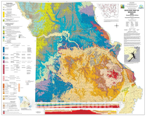 Map : Geologic Map of Missouri, 2003, Sesquicentennial Edition, 2003 Cartography Wall Art :