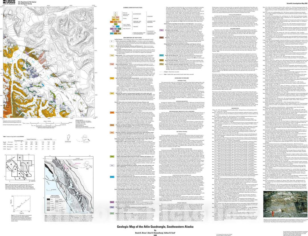 Map : Geologic map of the Atlin quadrangle, southeastern Alaska, 2009 Cartography Wall Art :