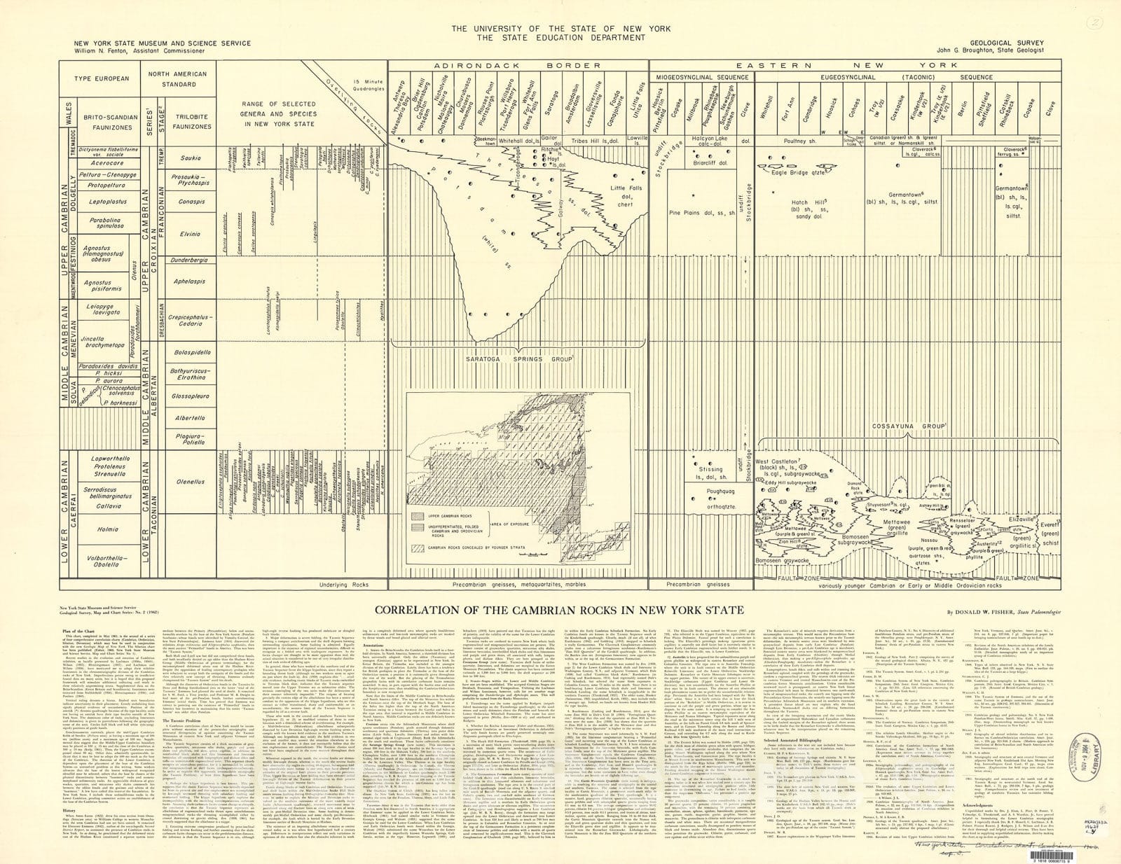 Map : Correlation of the Cambrian rocks in New York State, 1962 Cartog ...