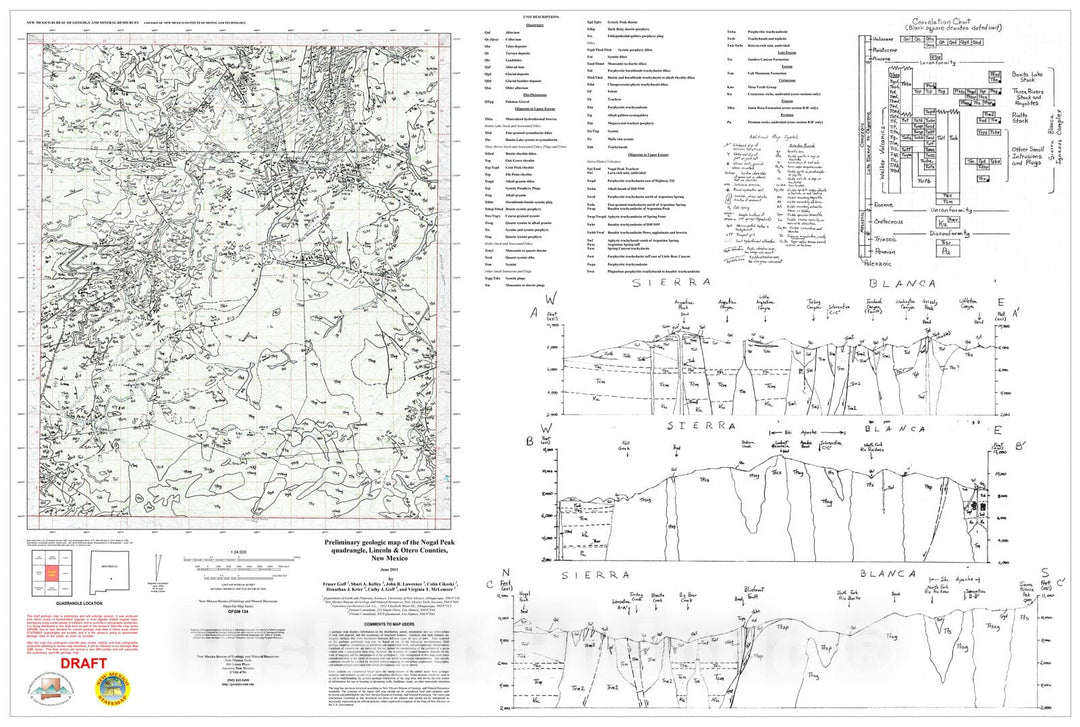 Map : Preliminary geologic map of the Nogal Peak 7.5-minute quadrangle, Lincoln and Otero Counties, New Mexico, 2011 Cartography Wall Art :