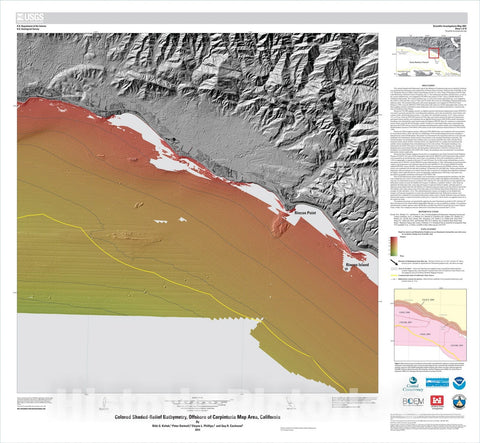 Map : California State Waters Map SeriesÃ¢â‚¬â€offshore of Carpinteria, California, 2013 Cartography Wall Art :