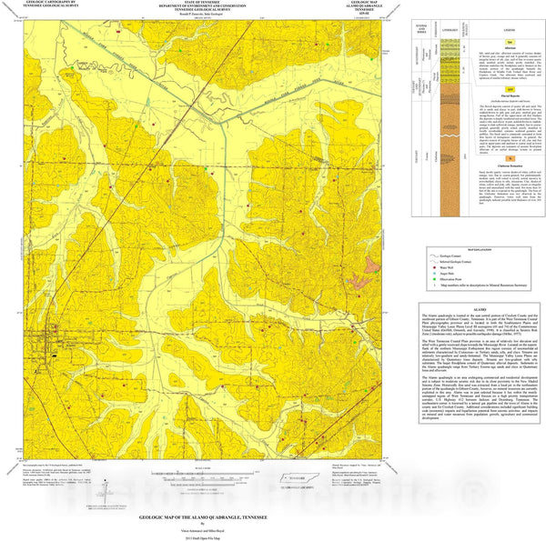 Map Geologic map of the Alamo quadrangle, Tennessee, 2013 Cartograph