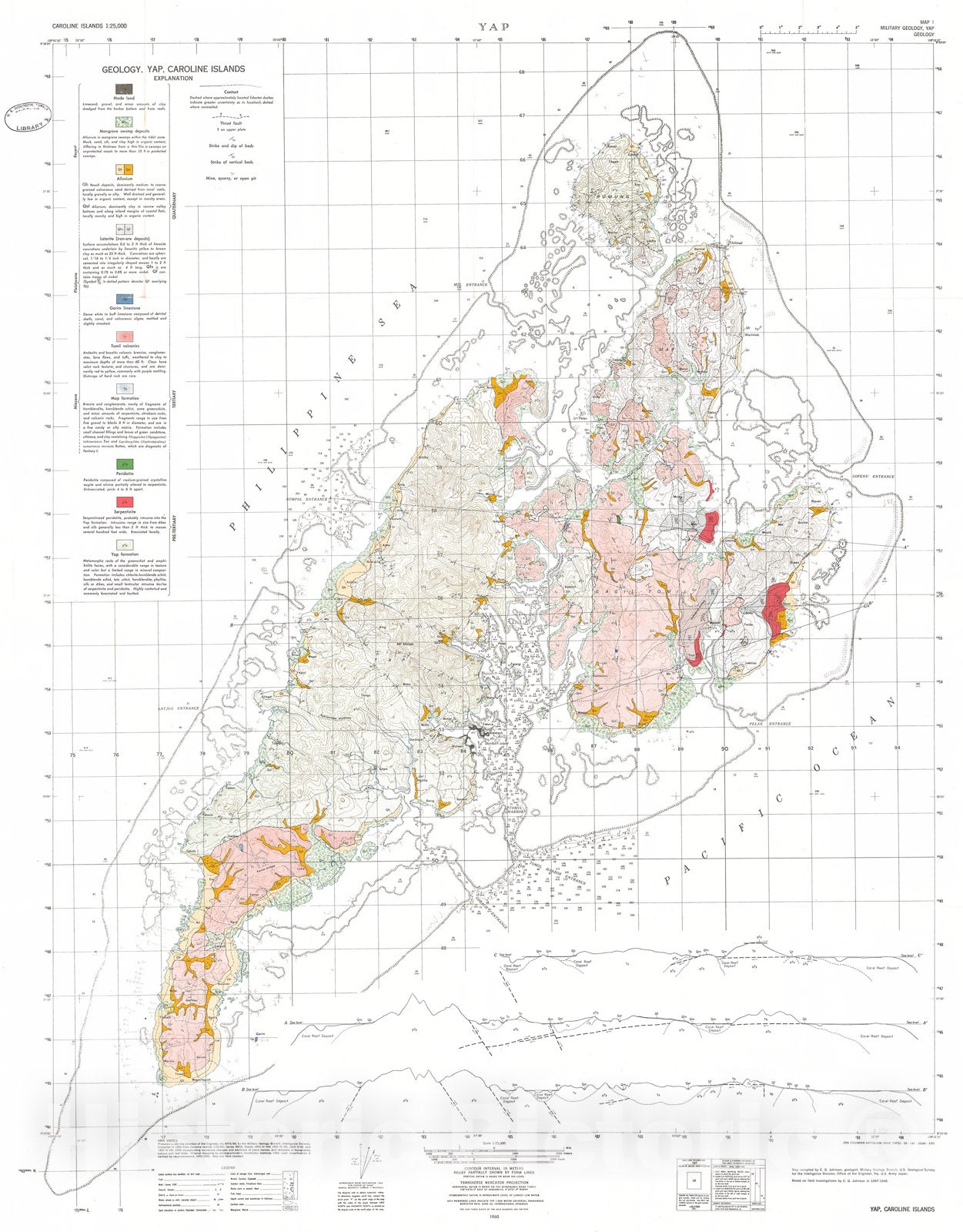 Map : Military geology of Yap Islands, Caroline Islands, 1960 Cartography Wall Art :