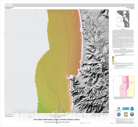Map : California State Waters Map SeriesÃ¢â‚¬â€offshore of Pacifica, California, 2014 Cartography Wall Art :
