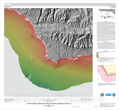 Map : California State Waters Map SeriesÃ¢â‚¬â€offshore of Point Conception, California, 2018 Cartography Wall Art :