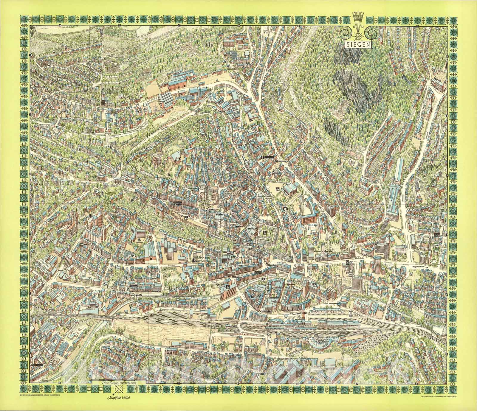 Historic Map : Siegen, Germany., 1982, Vintage Wall Art