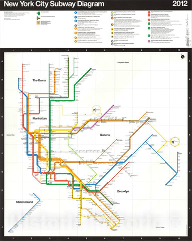 Historic Map : New York City Subway Diagram, 2012, Vintage Wall Art