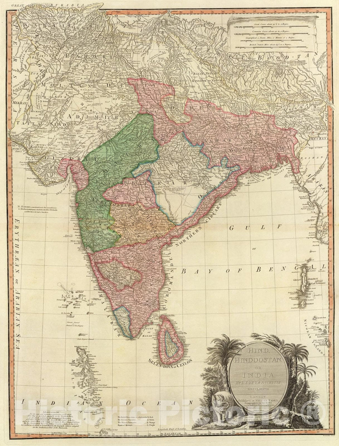 Historic Map : Hind, Hindoostan, or India., 1800, Vintage Wall Art