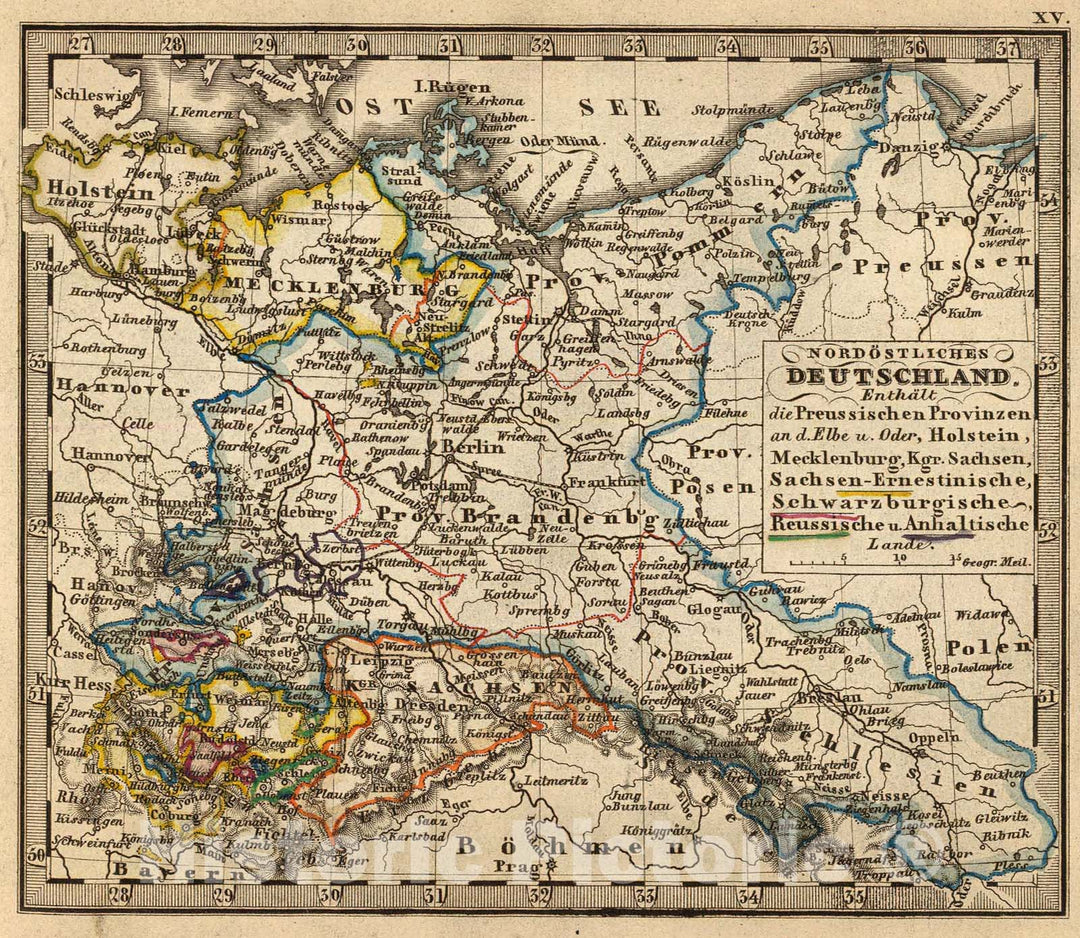 Historic Map : NO Deutschland., 1852, Vintage Wall Art