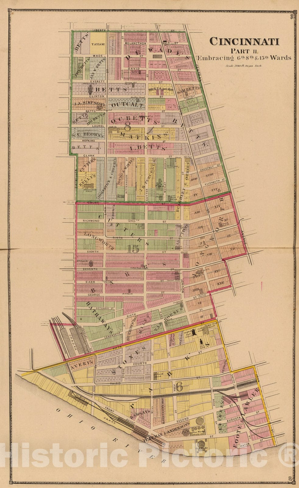 Historic Map : Cincinnati 2, wards 6, eight 15., 1eight69, Vintage Wall Art