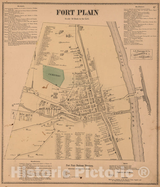 Historic Map Fort Plain, New York., 1868, Vintage Wall Art Historic Pictoric