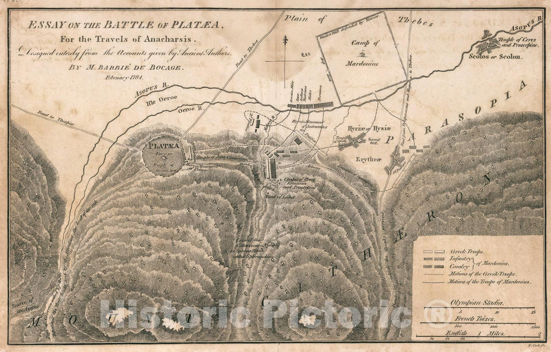 Historic Map : Essay on the Battle of Plataea. No. 4, 1784, Vintage Wall Art