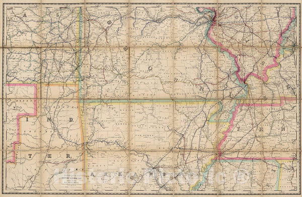 Historic Railroad Map of Arkansas, Louisiana and Mississippi - 1839