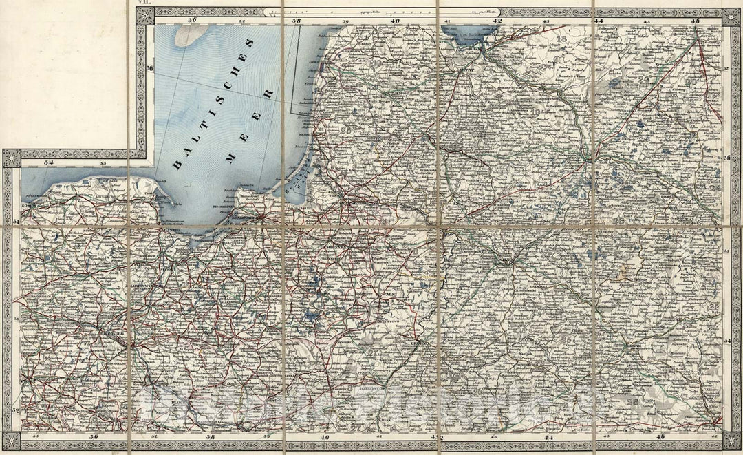 Historic Map : Konigsberg. VII, 1870, Vintage Wall Art