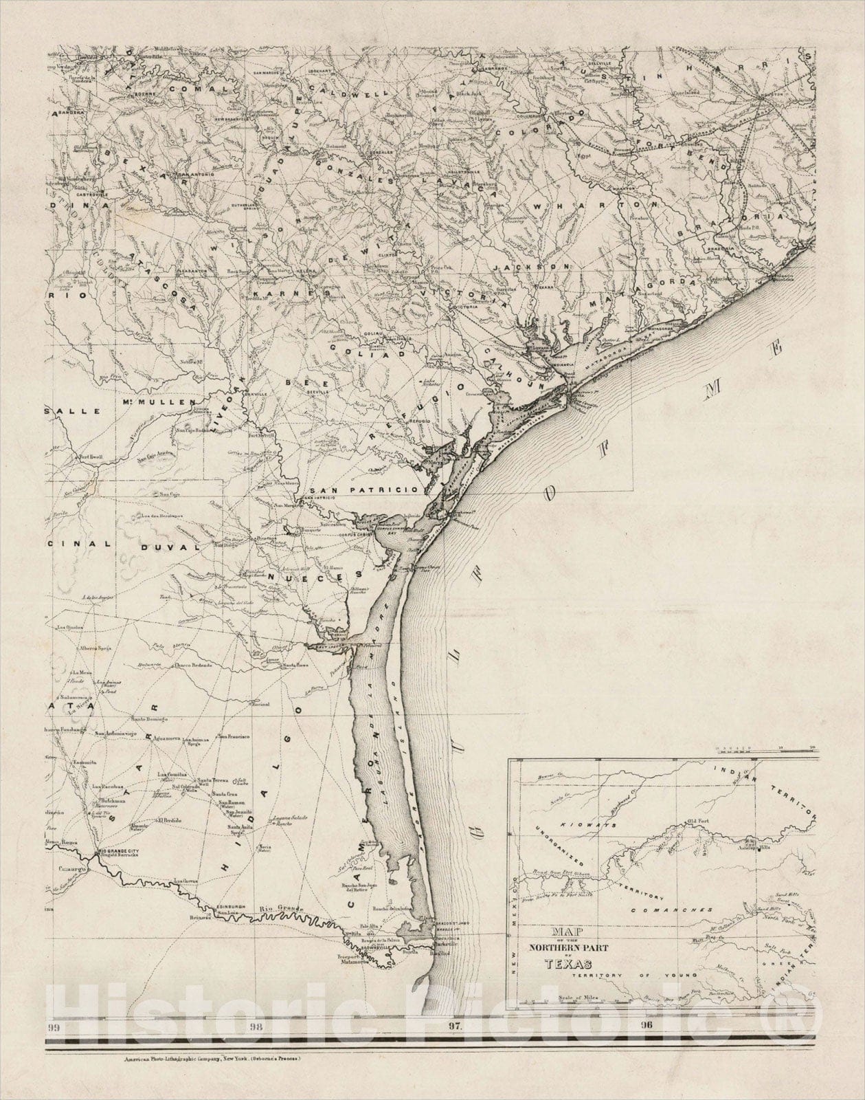 Historic Map : [Untitled Possible Proof Section of Pressler's Traveller's Map of the State of Texas], c1867, , Vintage Wall Art