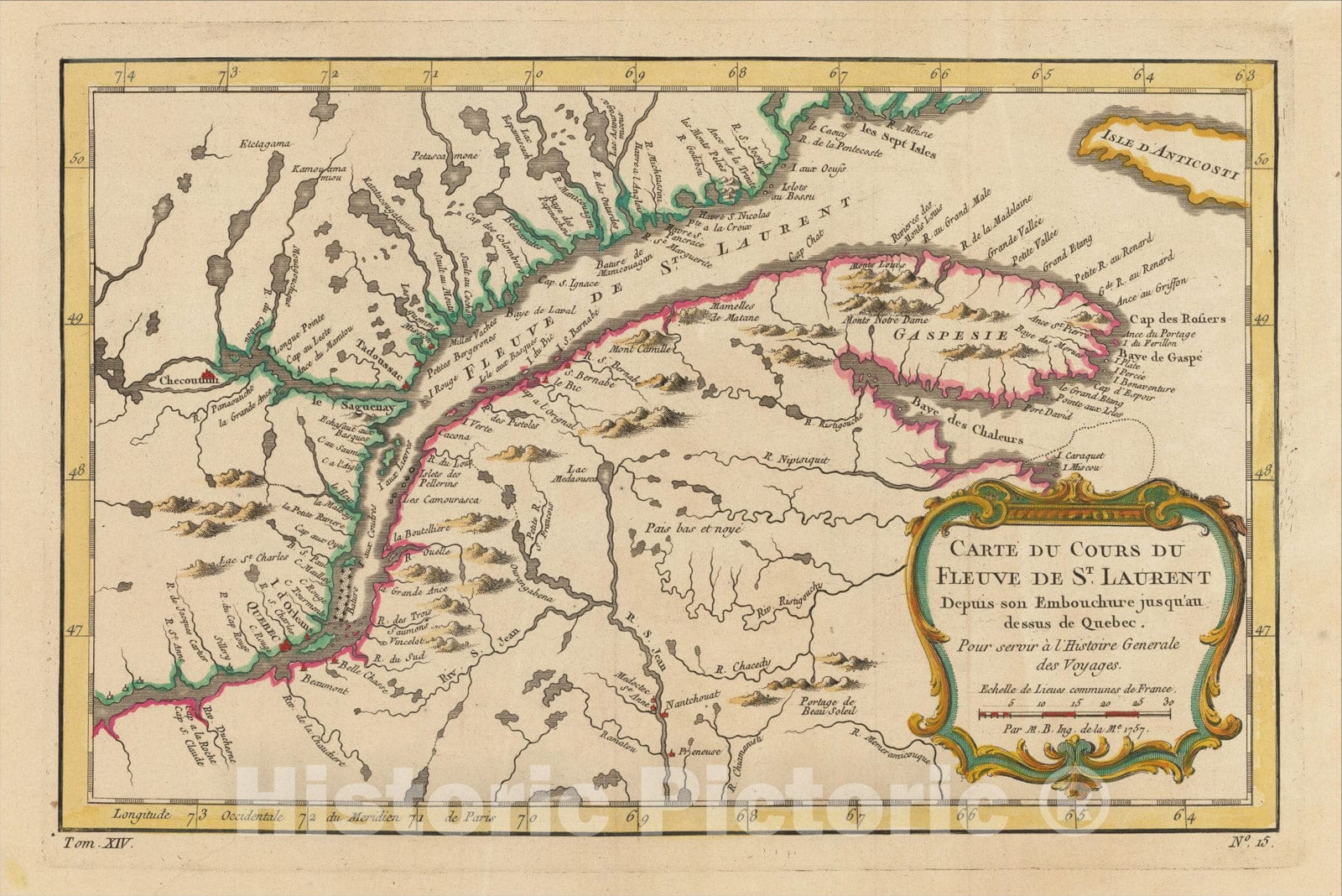 Historic Map Carte Du Cours Du Fleuve De St. Laurent Depuis son Embo — free download