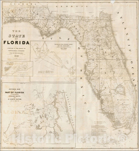 Historic Map : The State of Florida Compiled in the Bureau of Topographical Engineers from the Best Authorities, 1846, 1846, , Vintage Wall Art