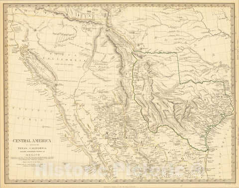 Historic Map : Central America II. Including Texas, California and the Northern States of Mexico, 1842, SDUK, v2, Vintage Wall Art
