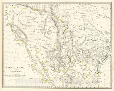 Historic Map : Central America II. Including Texas, California and the Northern States of Mexico, 1842, SDUK, v3, Vintage Wall Art