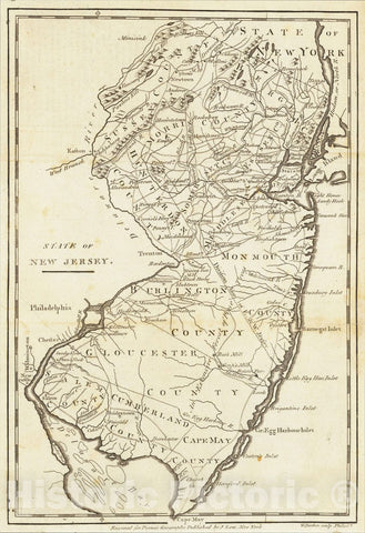 Historic Map : State of New Jersey, 1799, John Payne, Vintage Wall Art