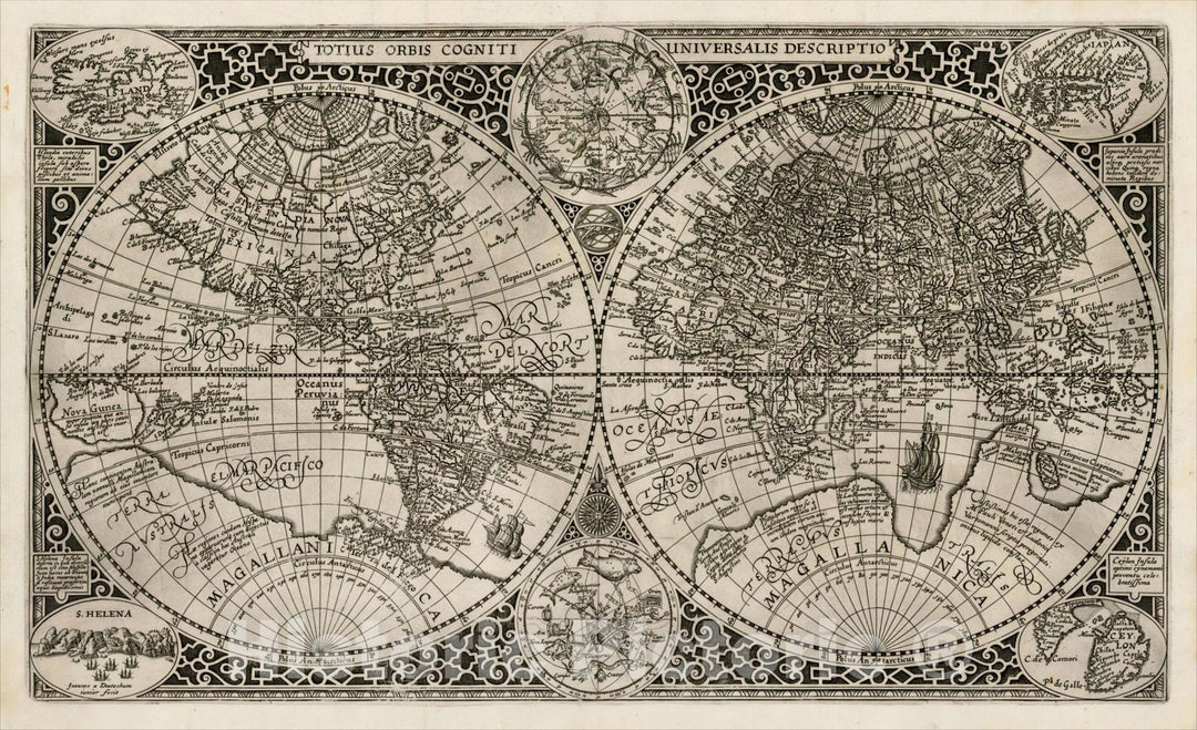 Historic Map : Totius Orbis Cogniti Universalis Descriptio, 1605, Paulus Merula, Vintage Wall Art