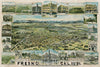 Historic Map : Fresno, Cal. 1891. Bird's-Eye View of Fresno, Fresno County, California. The center of the Raisin industries of the United States., 1891, Vintage Wall Art