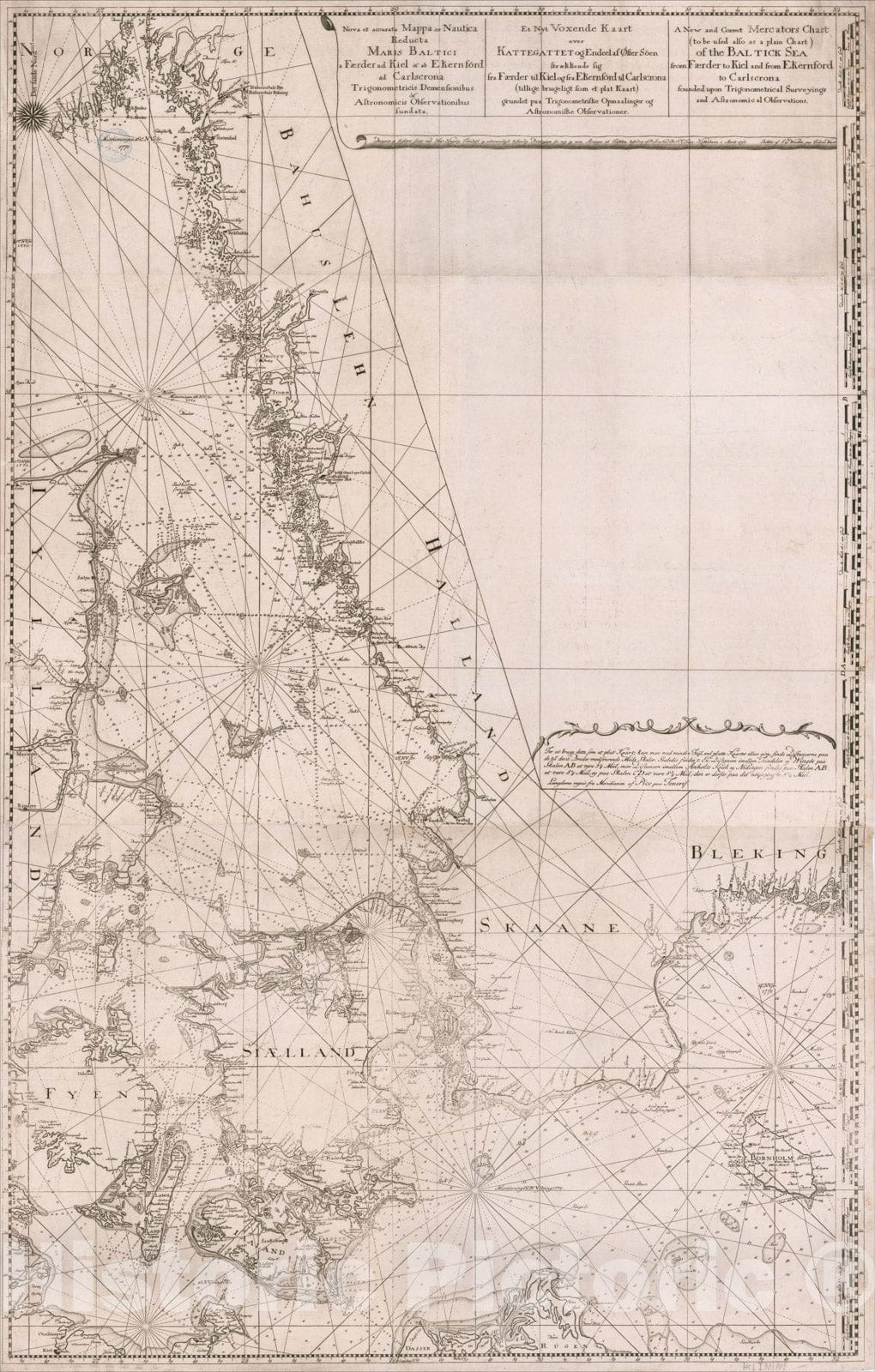 Historic Map : Nova et accurata Mappa, 1773, Christian Carl Lous, Vintage Wall Art