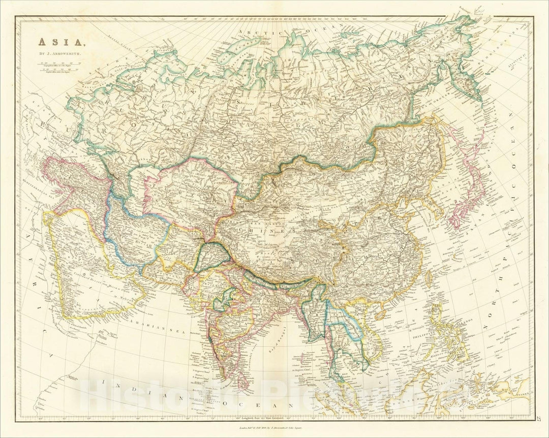 Historic Map : Asia, 1842, John Arrowsmith, Vintage Wall Art
