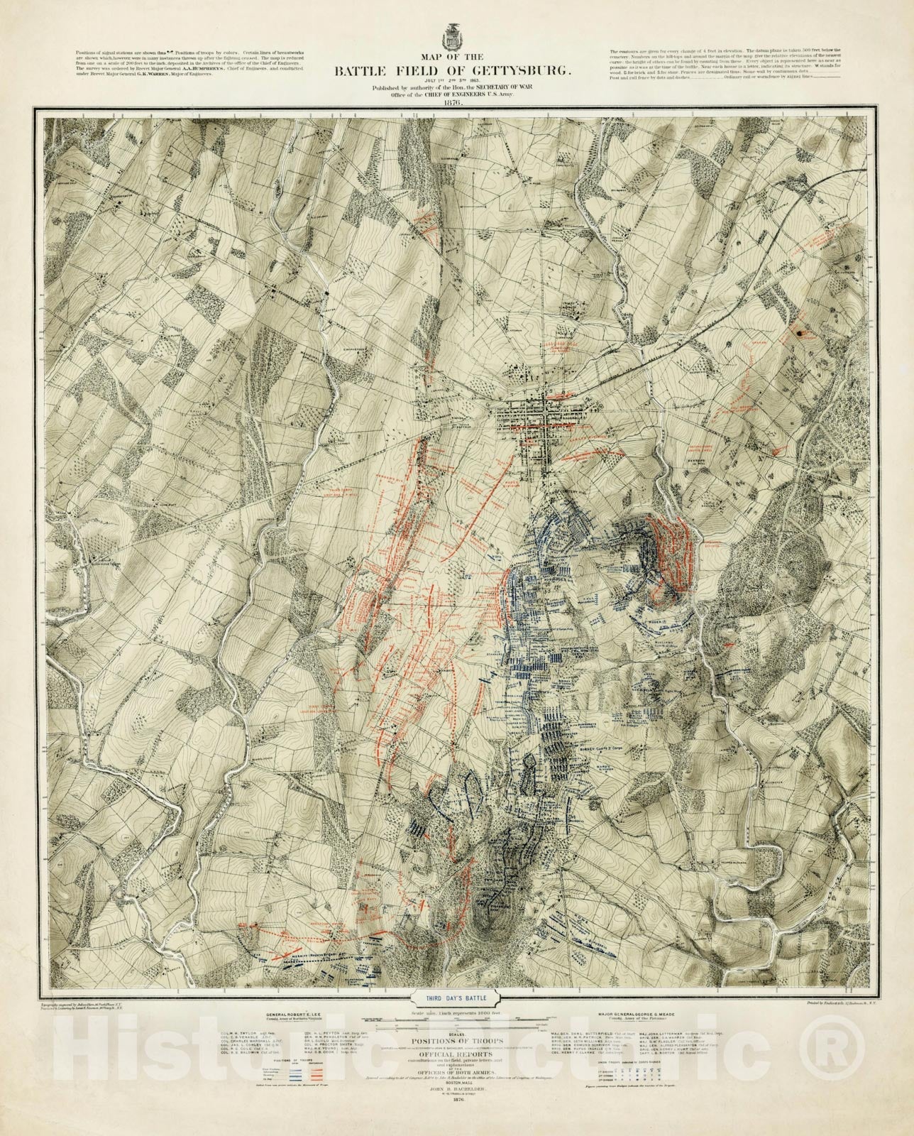 Historic Map : Map of the Battlefield of Gettysburg July 1st, 2nd, 3rd ...