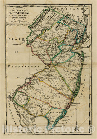 Historic Map : The State of New Jersey, 1818, Mathew Carey, Vintage Wall Art