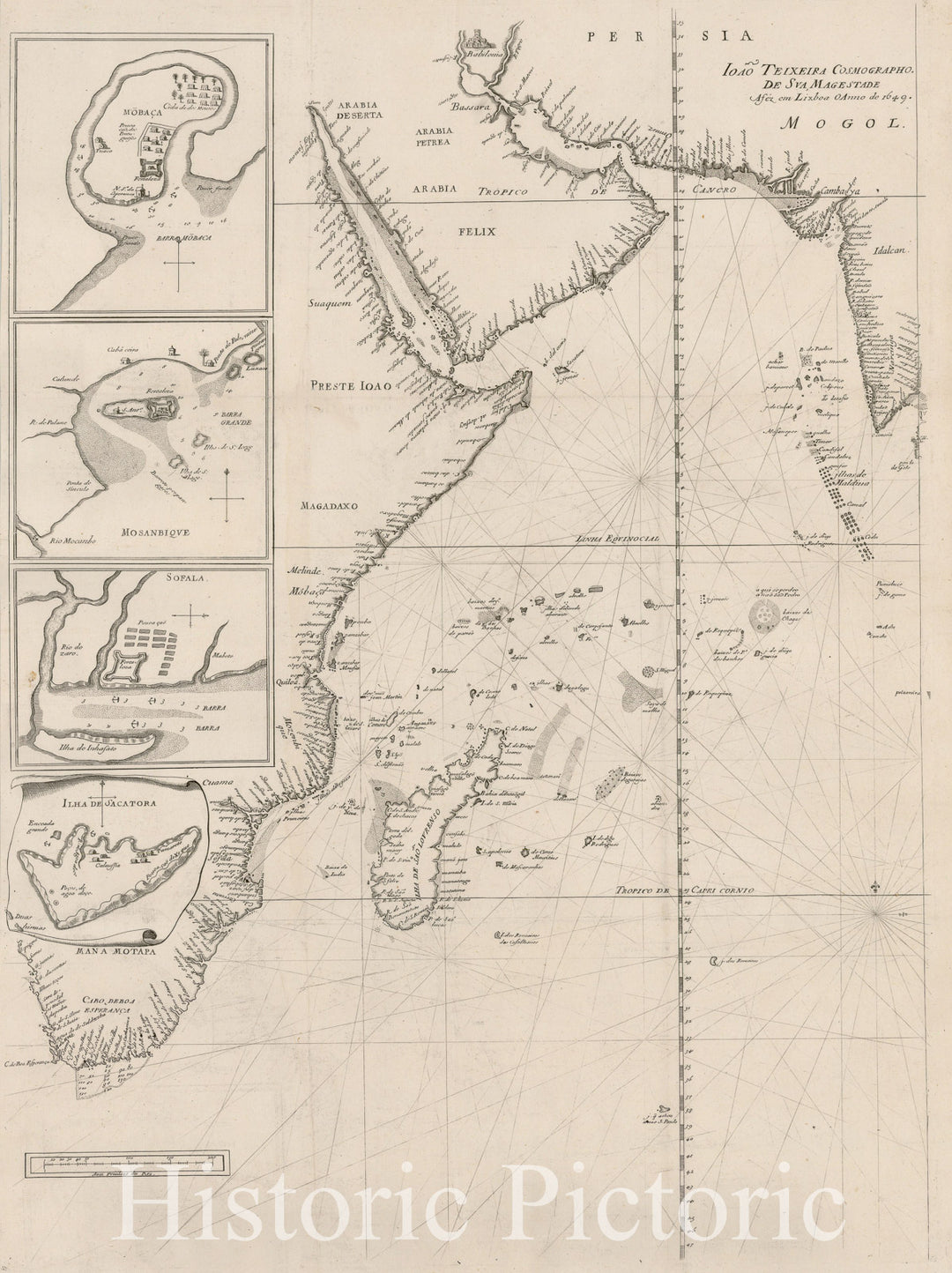 Historic Map : (Africa, Indian Ocean) Joao Teixeira Cosographo de sua Magestade, 1668, Melchisedec Thevenot, Vintage Wall Art