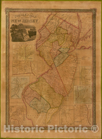 Historic Map : Squire's Map of the State of New Jersey, 1836, Bela S. Squire, Vintage Wall Art