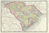 Historic Map : South Carolina, United States, Rand McNally, 1888, Vintage Wall Art