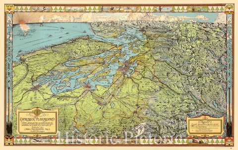 Historic Map : Puget Sound, Washington, and Vancouver, Kroll, 1945, Vintage Wall Art