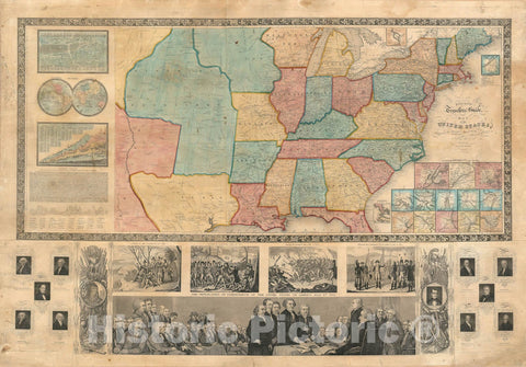 Historic Map : The United States "Texas as a Republic", Ensign, 1845, Vintage Wall Art