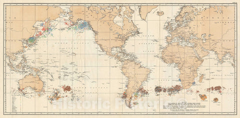 Historic Map : Map of The World Recording Over a Century of American Whaling, 1935, Vintage Wall Art
