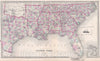 Historic Map : Texas, Florida and The Southern States, Walling, 1868, Vintage Wall Art