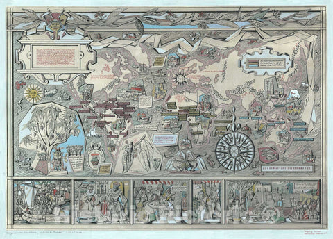 Historic Map : Pictorial Map of The World Cacao Trade -in Manuscript!, Inbeborg Gessner, 1955, Vintage Wall Art