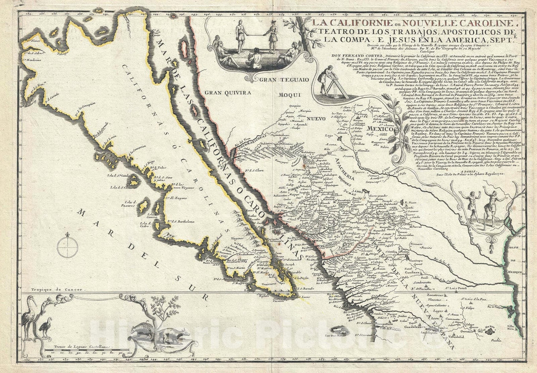 Historic Map : Insular California and Mexico, De Fer, 1720, Vintage Wall Art