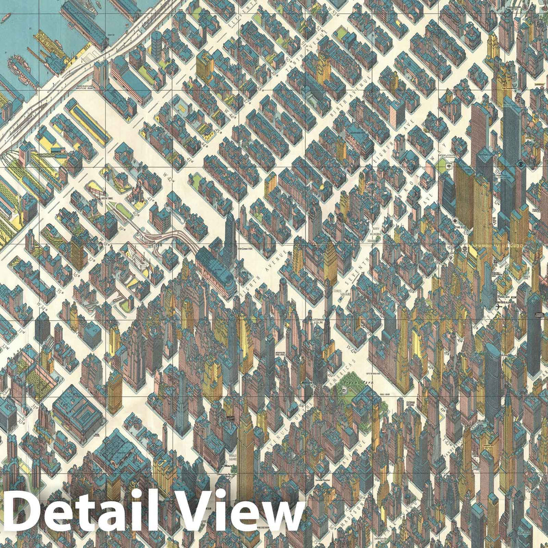 Historic Map : New York City, Midtown, Bollmann and, 1963, Vintage Wall Art