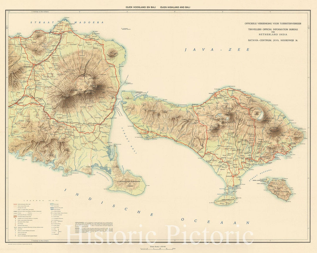 Historic Map : Travellers Official Information Bureau Map of Bali, Indonesia, 1932, Vintage Wall Art