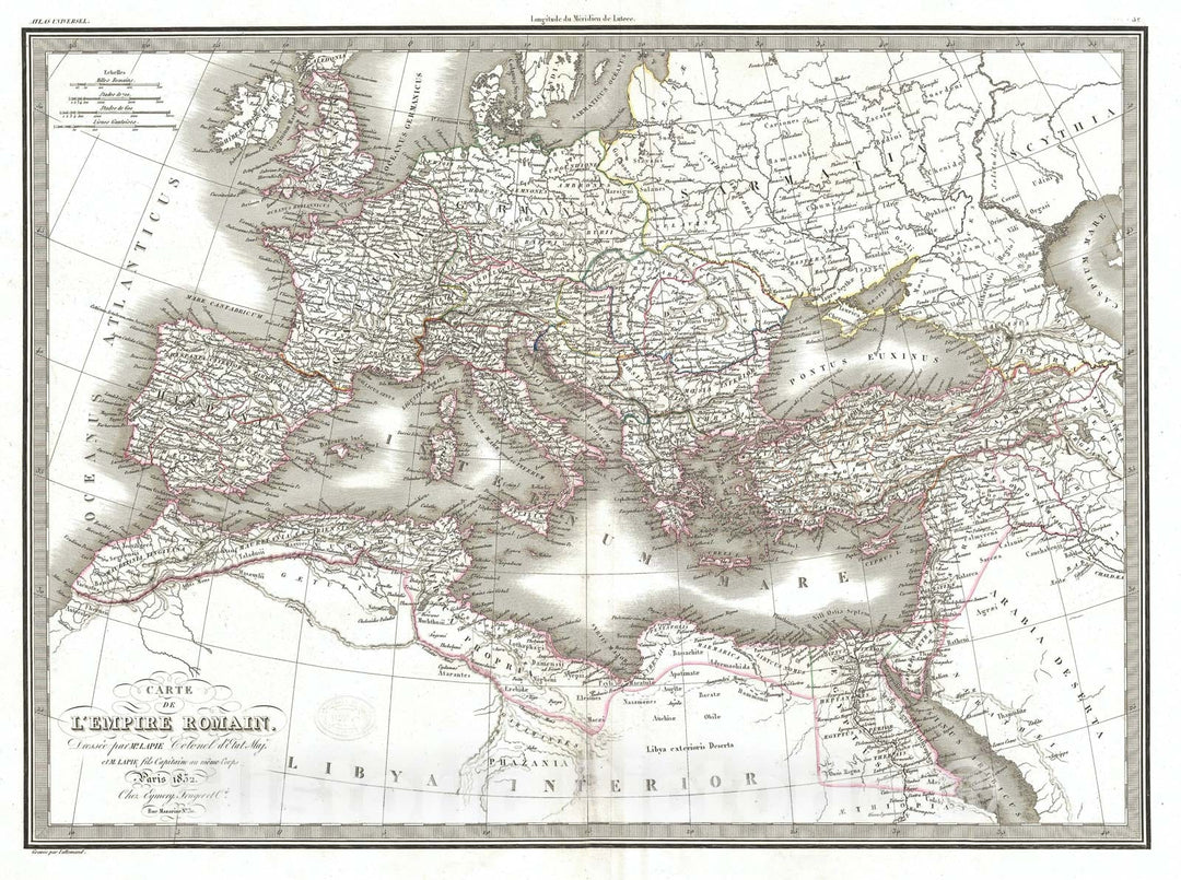 Historic Map : The Roman Empire, Lapie, 1832, Vintage Wall Art