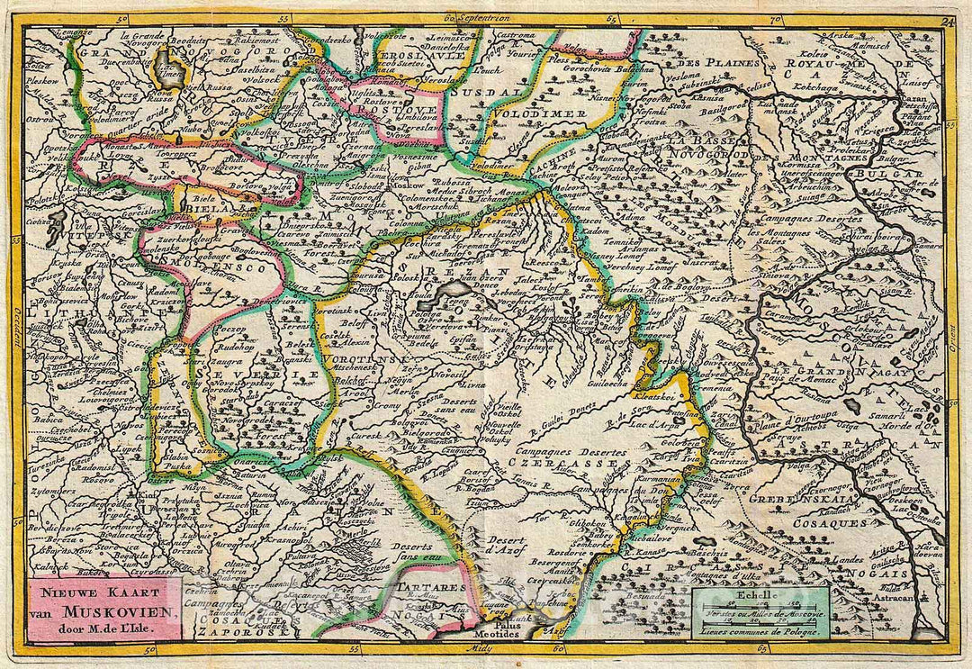 Historic Map : La Feuille Map of Russia, 1747, Vintage Wall Art