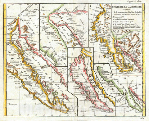 Historic Map : Vaugondy, Diderot Map of California in Five States, California as Island. , 1772, Vintage Wall Art