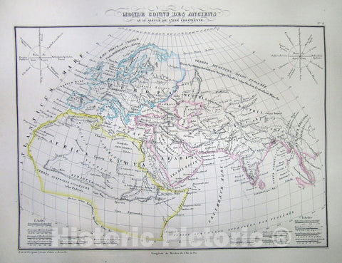 Historic Map : MalteBrun Map of The World According to The Ancients, 1837, Vintage Wall Art