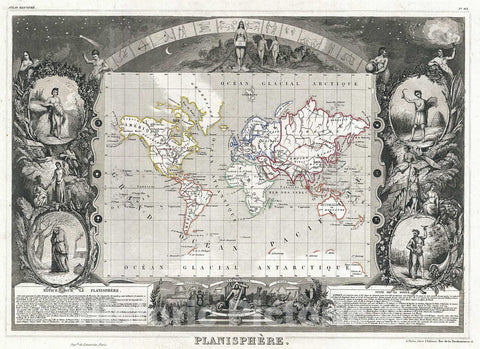 Historic Map : Levasseur Map of The World, Version 2, 1852, Vintage Wall Art