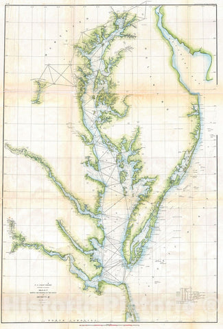 Historic Map : U.S. Coast Survey Map of The Chesapeake Bay, 1857, Vintage Wall Art