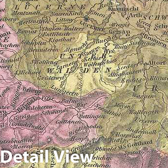 Historic Map : Mitchell Map of Switzerland, 1849, Vintage Wall Art