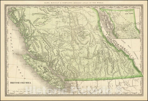 Historic Map : British Columbia, 1883, Vintage Wall Art